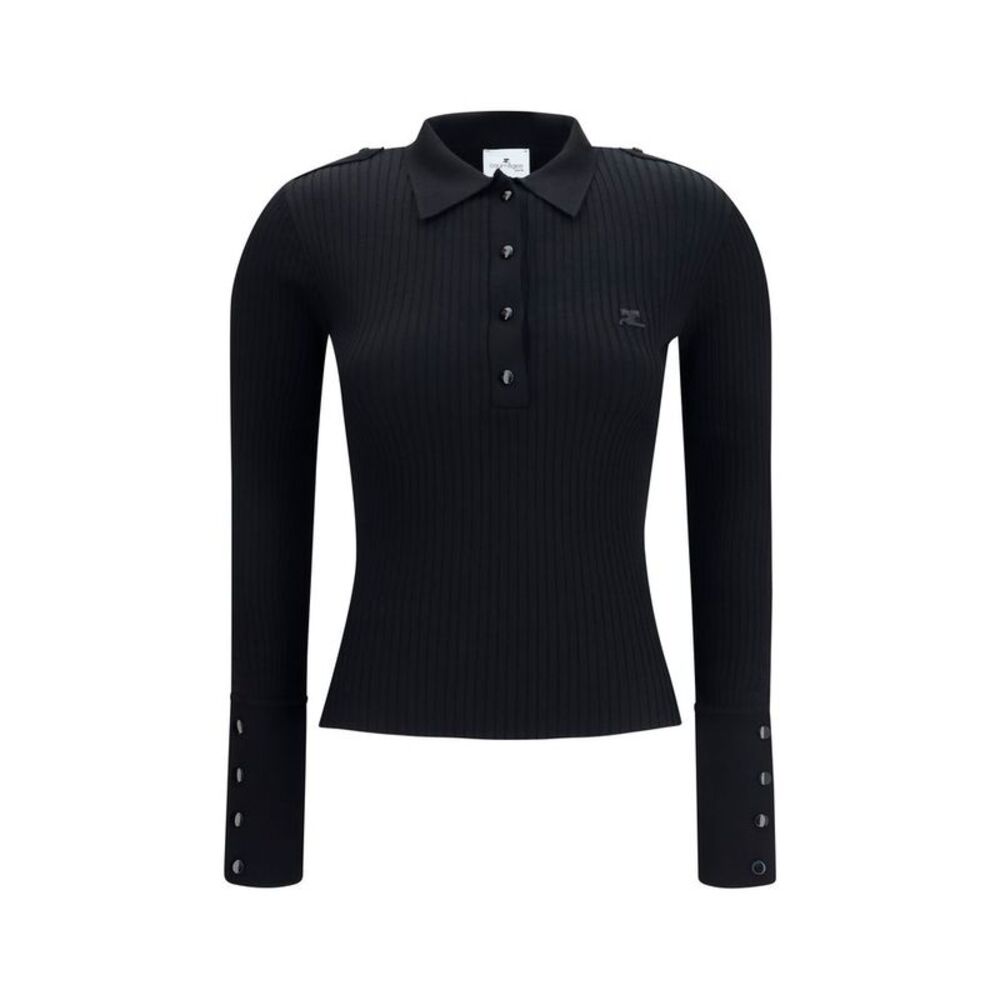 Courrèges Black Viscose Polo Women's Shirt